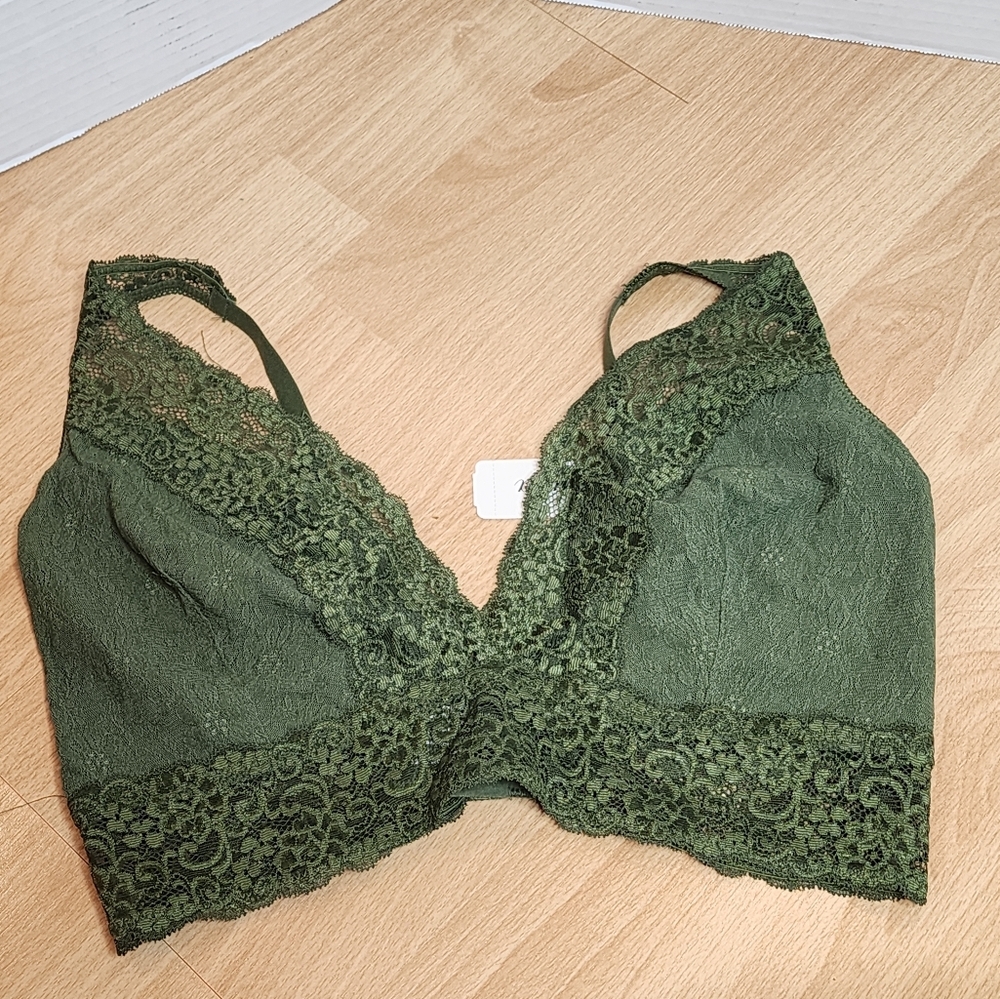 NWT Soma Green Bralette Lace‎ Plunge Size XXL